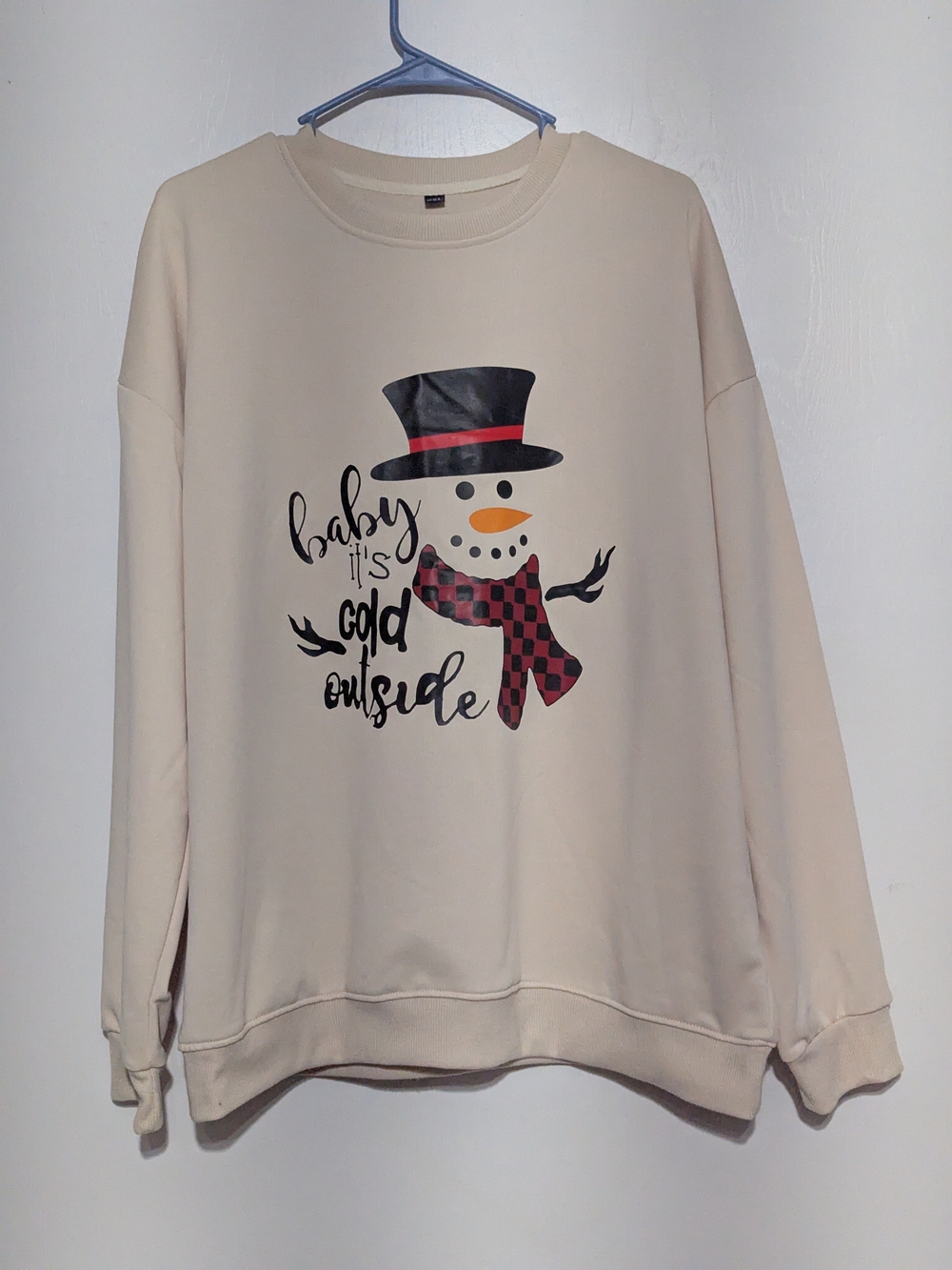 Cream Snowman Graphic Sweatshirt - "Baby It's Cold Outside"